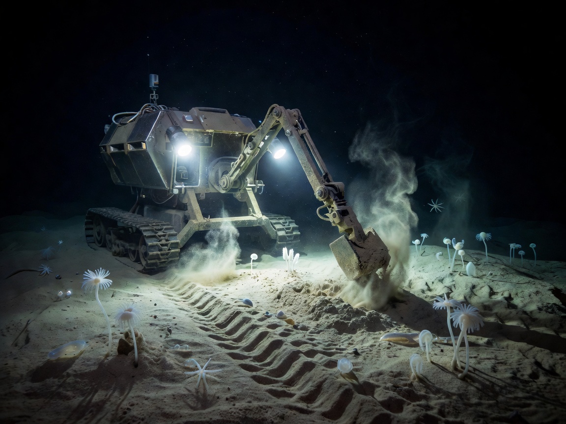 Deep ocean trench floor benthic community research rover collecting samples